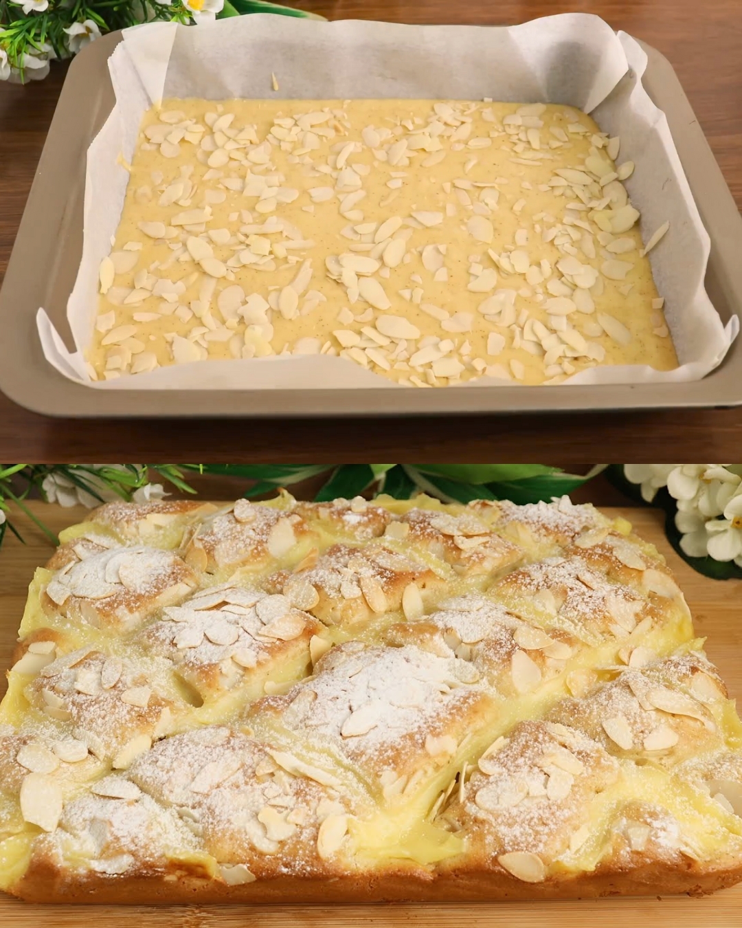 Almond Cake with Creamy Vanilla Filling