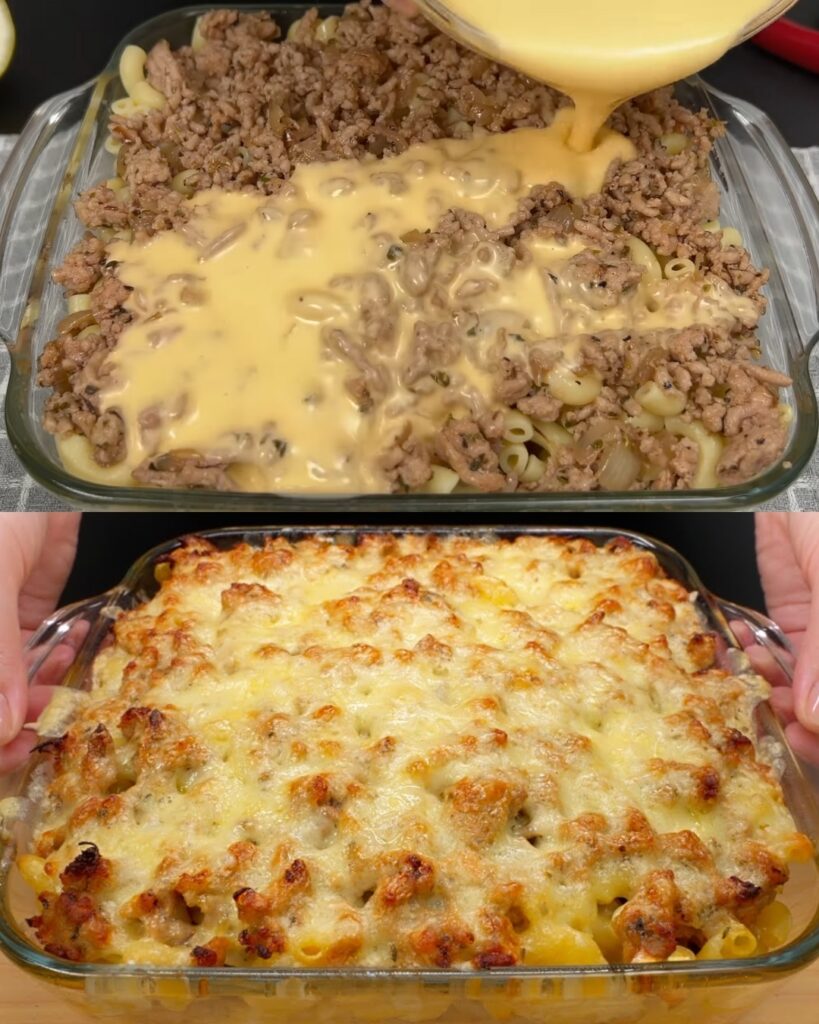 Baked Pasta Casserole with Fresh Salad finished dish