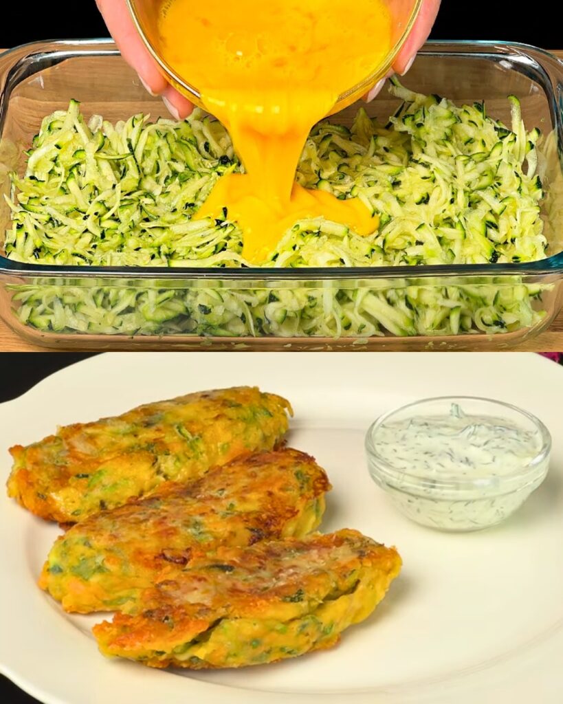 Zucchini Cutlets with Yogurt Sauce finished dish