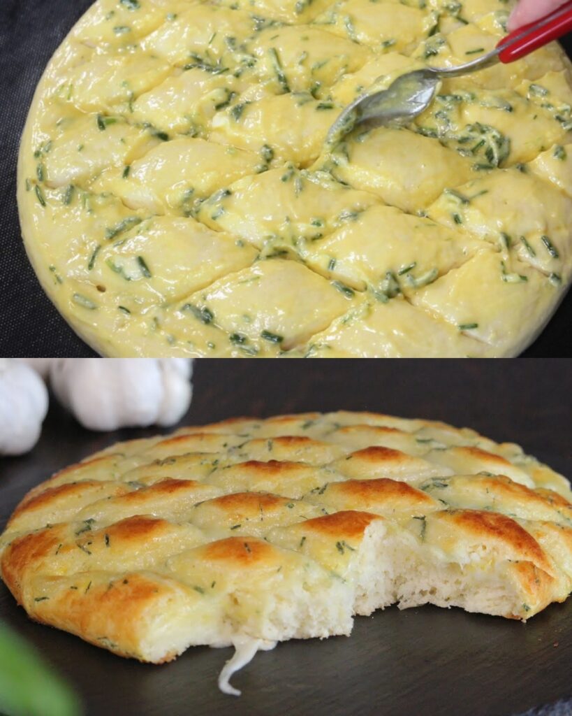 Cheesy Garlic Bread with Green Onions Recipe finished dish