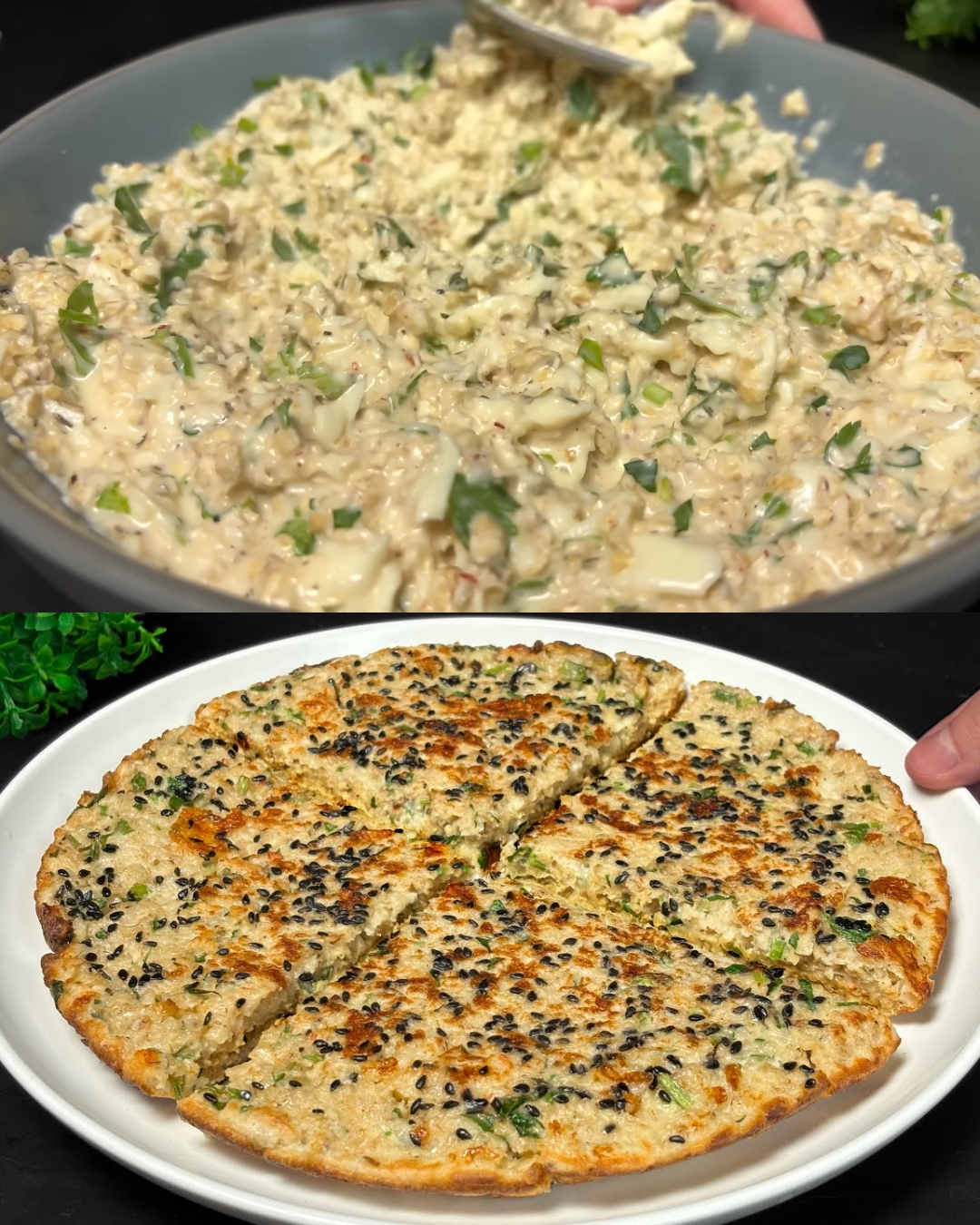 Oatmeal, Egg, and Cheese Fritters with Herbs