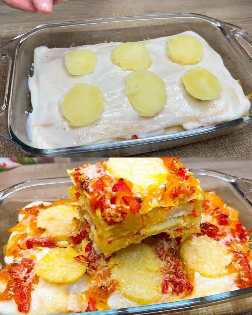 Cheesy Potato and Bell Pepper Lasagna finished dish