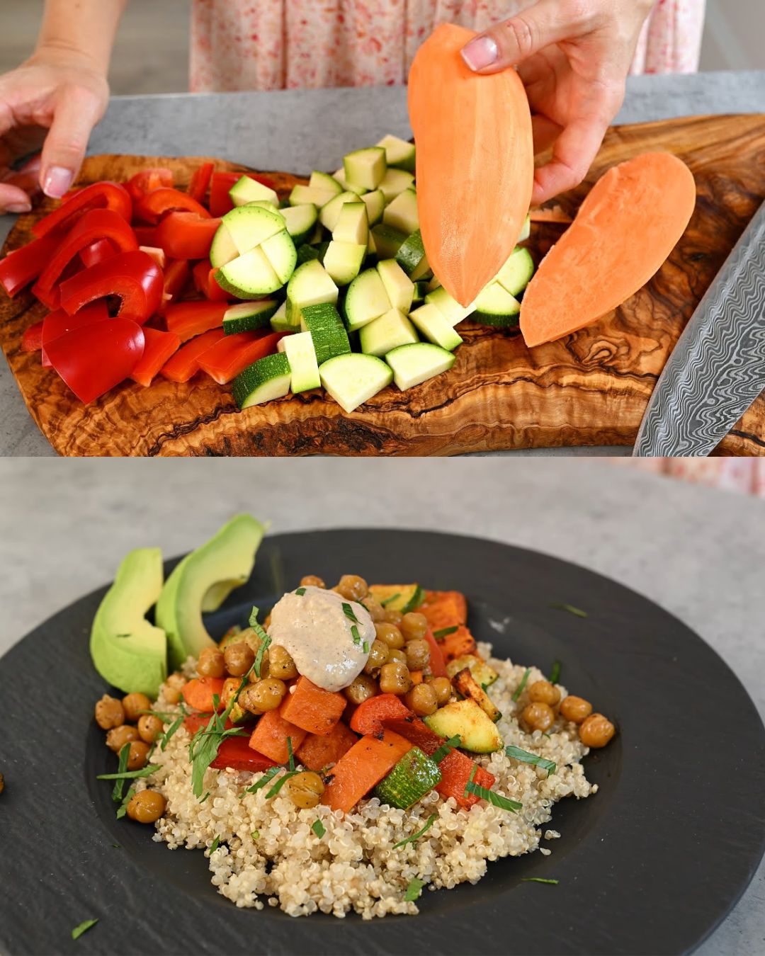 Roasted Vegetable Quinoa Bowl with Tahini Dressing