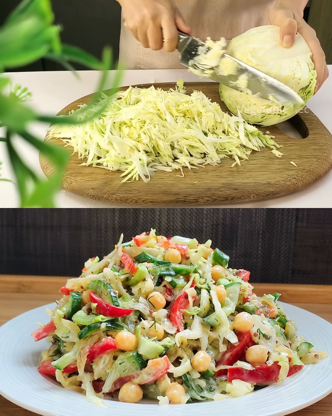 Chickpea and Cabbage Salad with Yogurt Dressing