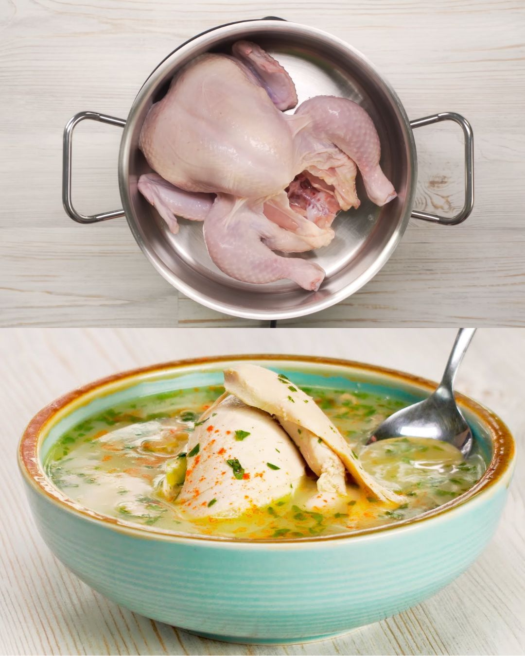 Chicken Soup with Egg and Cilantro