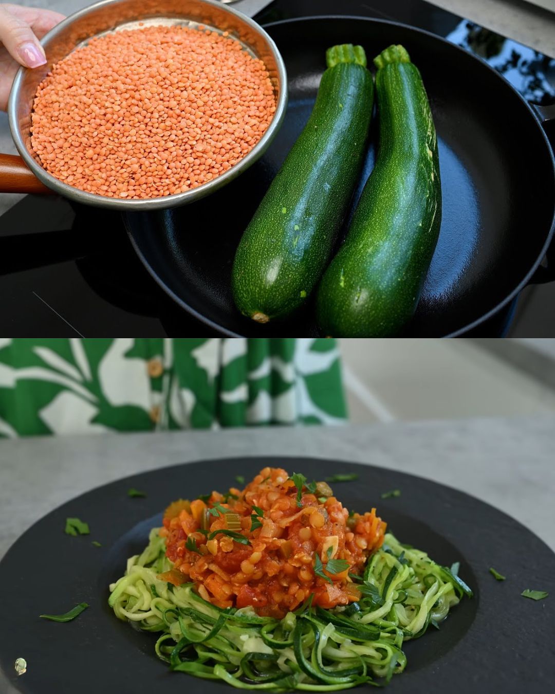 Zucchini Noodles with Lentil Vegetable Sauce