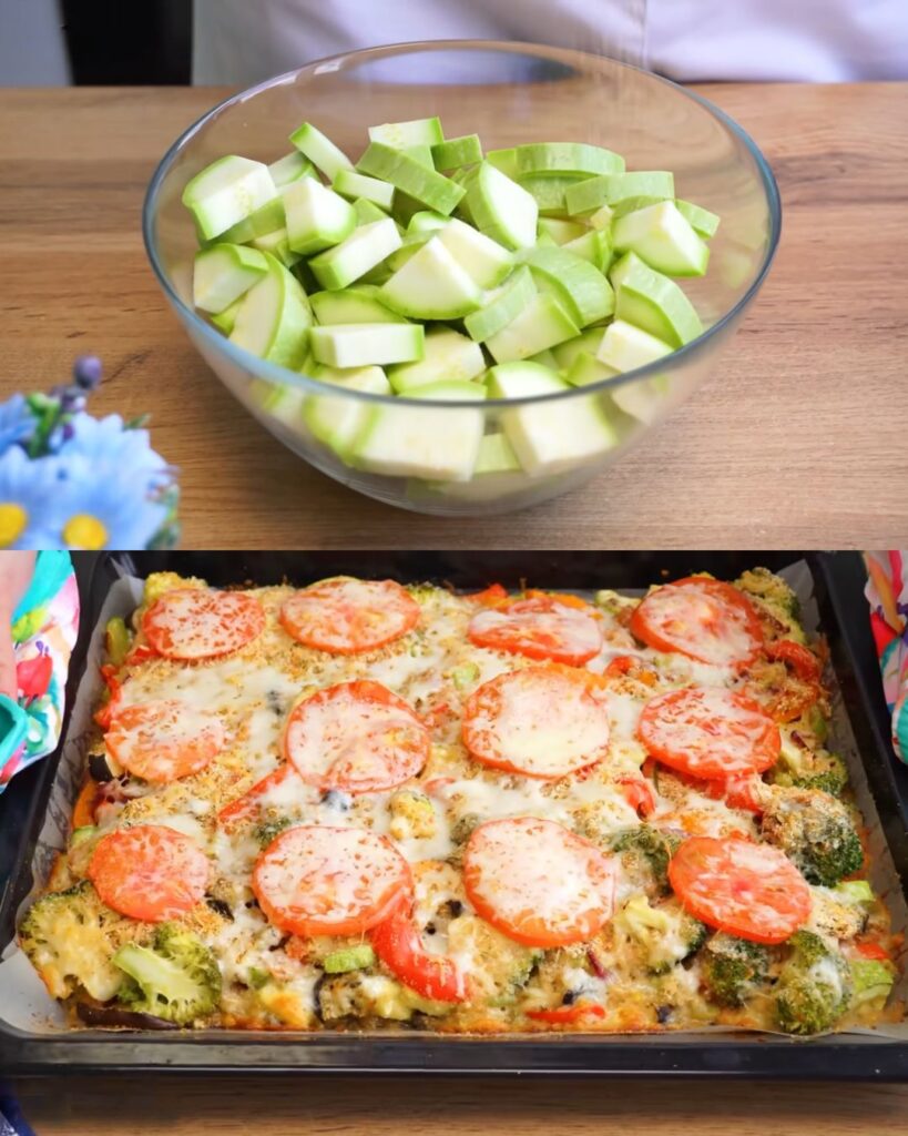 Mediterranean Vegetable Gratin with Mozzarella and Parmesan finished dish