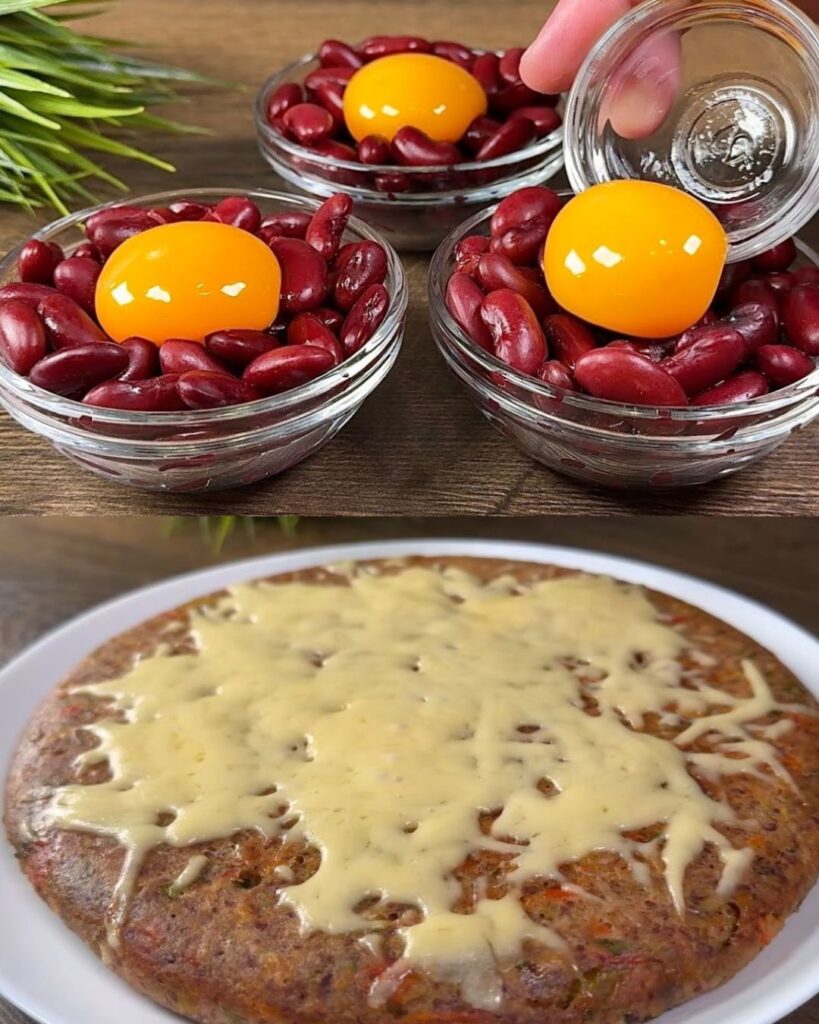 Red Beans and Vegetables Casserole with Egg and Cheese Mixture finished dish