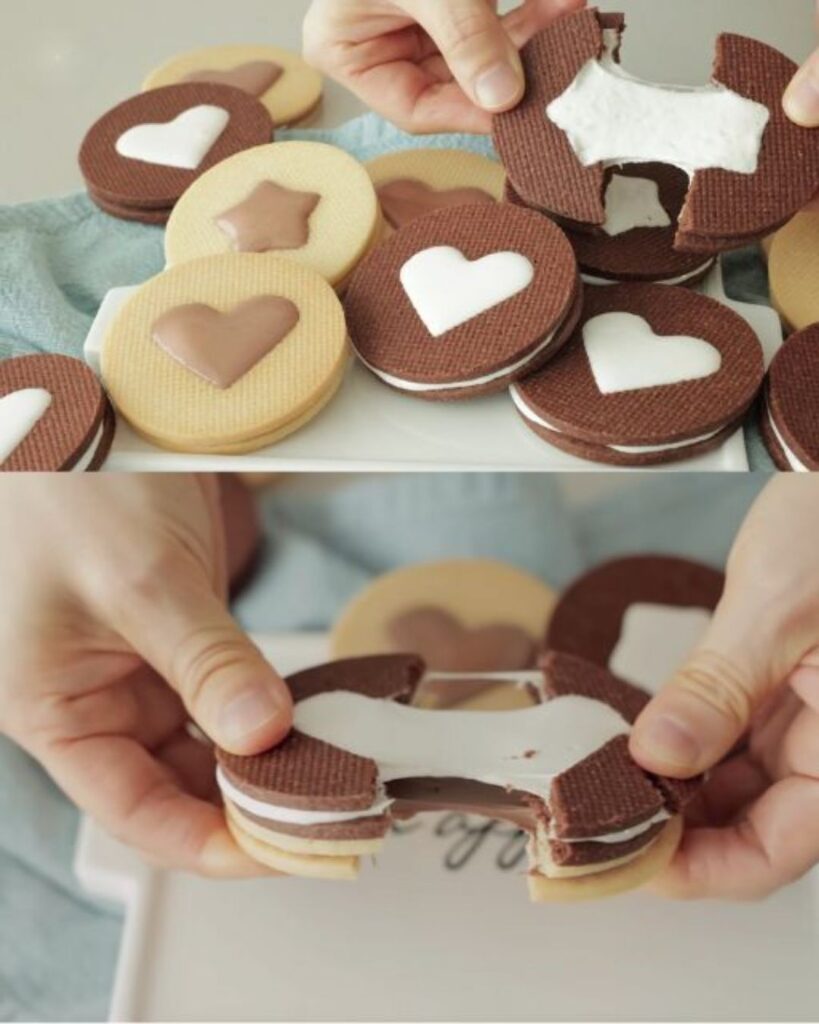 Vanilla and Chocolate Cookies with Marshmallow Filling