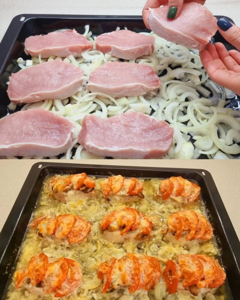 Cheesy Pork and Mushroom Bake