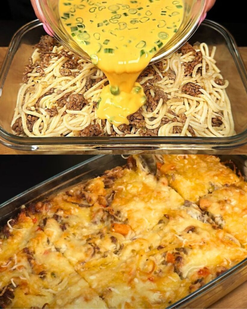 Baked Spaghetti with Minced Meat and Cheese