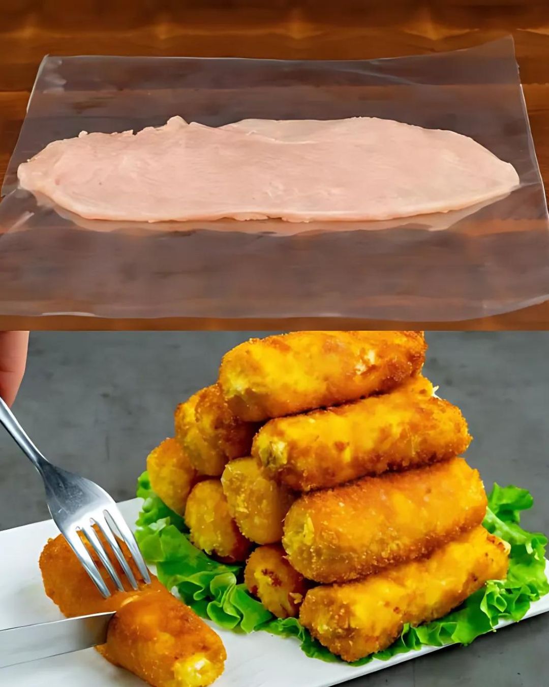 Chicken Rolls with Creamy Mushroom Filling and Fresh Salad