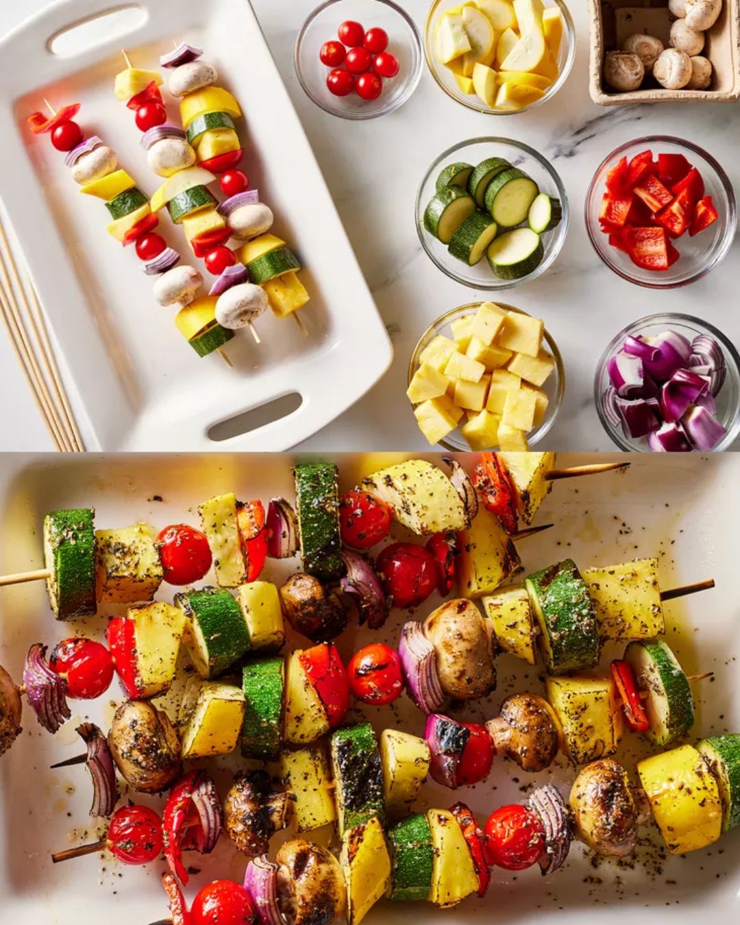 Grilled Vegetable and Pineapple Skewers