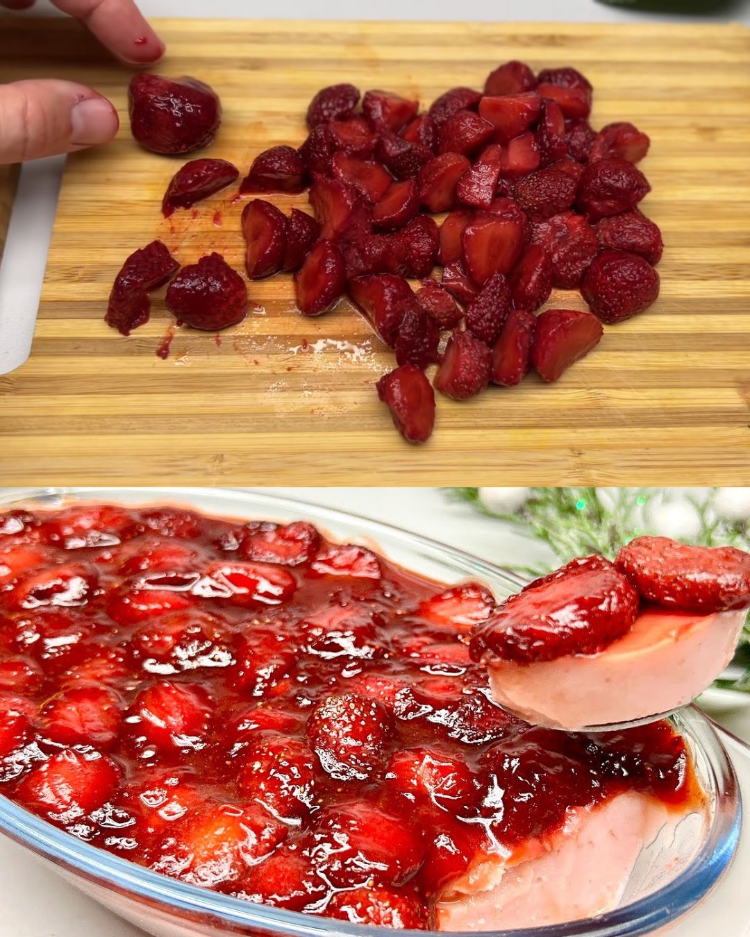 Creamy Strawberry Dessert with Strawberry Compote