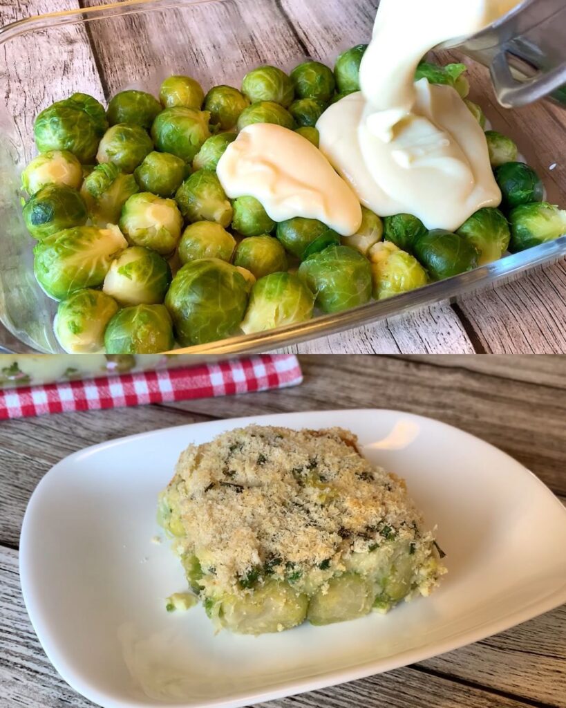 Baked Brussels Sprouts Gratin with Parmesan Crust