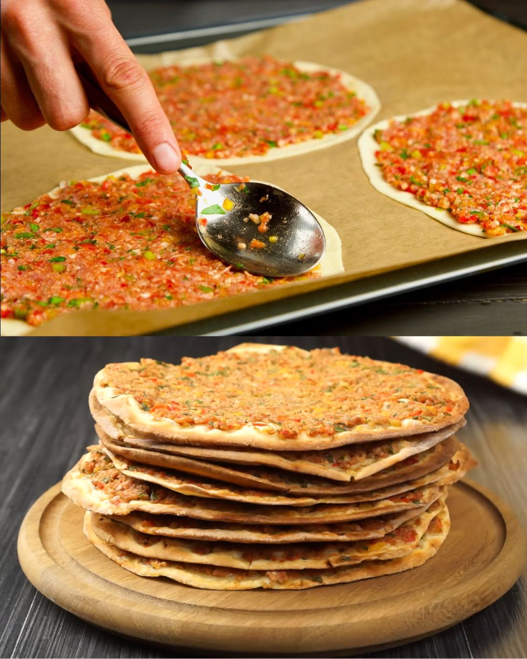 Turkish Flatbread Wraps with Vegetable and Meat Filling