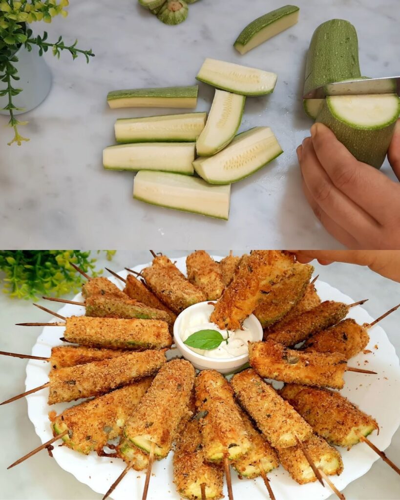 Crispy Courgette (Zucchini) Snacks with Cheese and Breadcrumbs