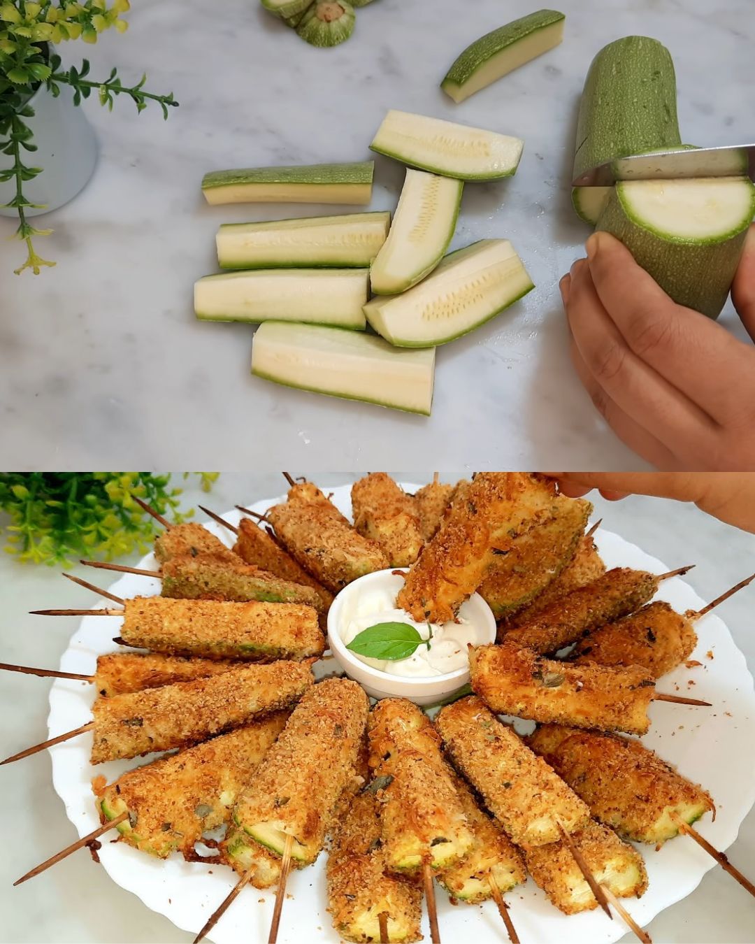 Crispy Courgette (Zucchini) Snacks with Cheese and Breadcrumbs