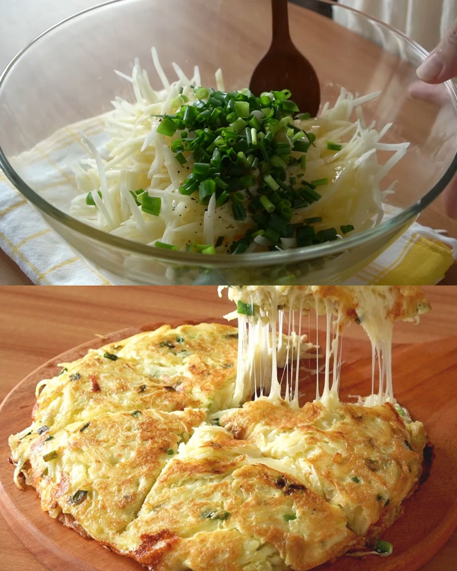 Cheesy Layered Potato Pancake