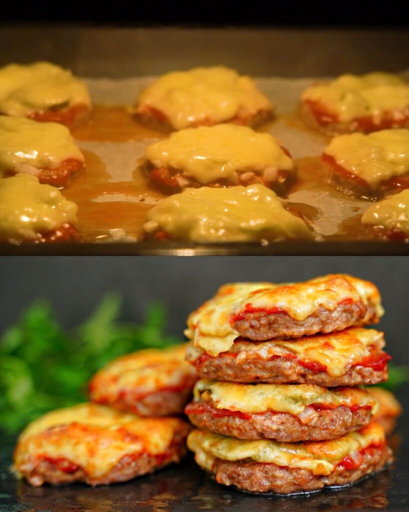 Minced Meat Patties with Pickles, Cheese, and Ketchup finished dish