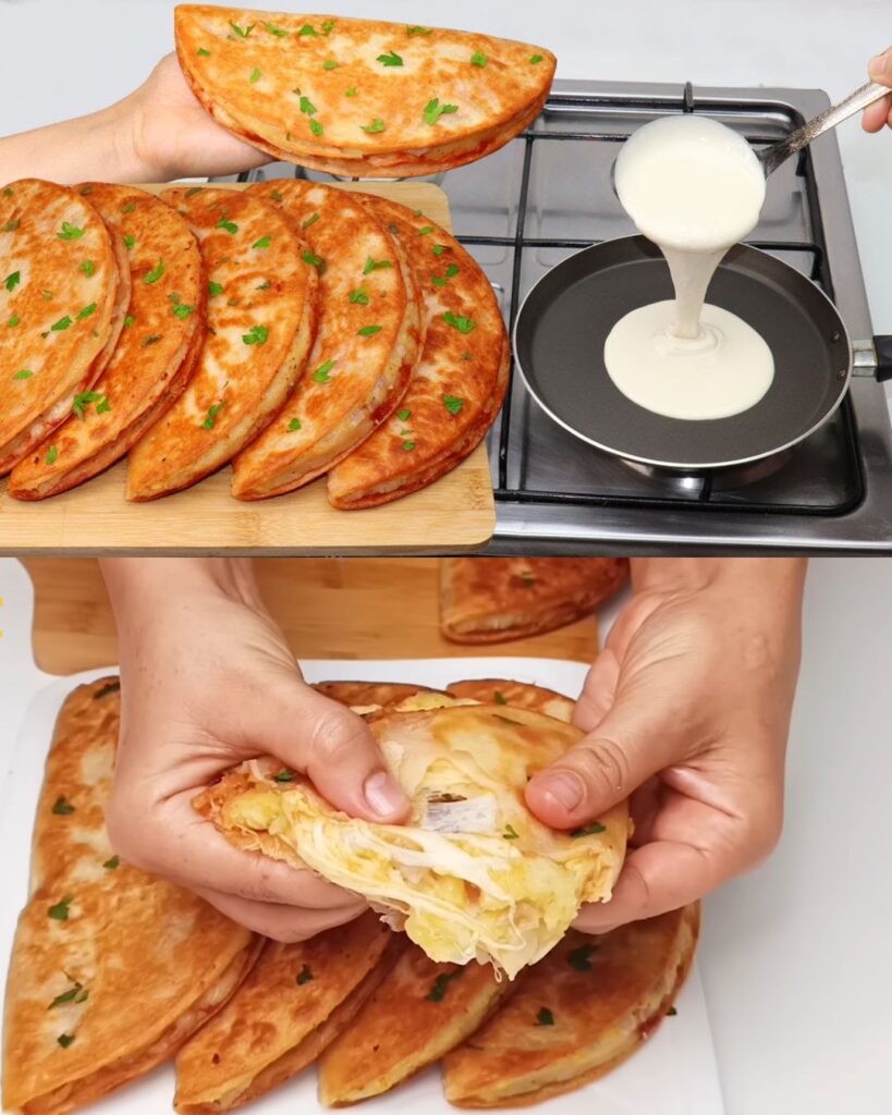 Quick Pan-Fried Liquid Flatbreads with Savory Filling