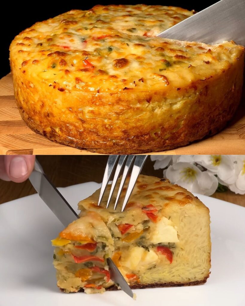 Mediterranean Vegetable and Cheese Potato Cake finished dish