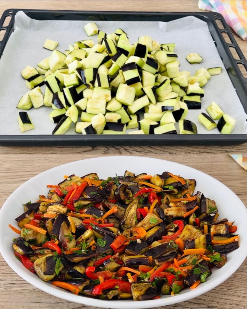Mediterranean-Style Roasted Aubergine Salad finished dish