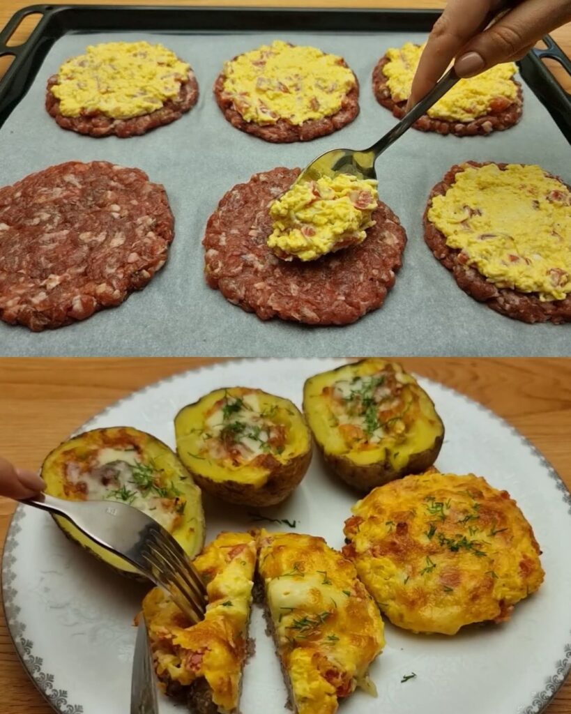 Stuffed Potatoes with Minced Meat, Carrots, and Cheese