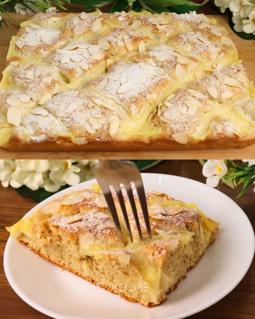 Almond Vanilla Cake with Custard Filling