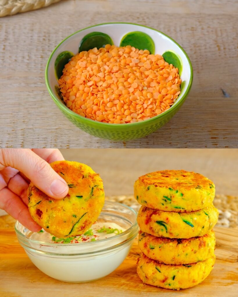 Yellow Lentil and Zucchini Patties Recipe finished dish