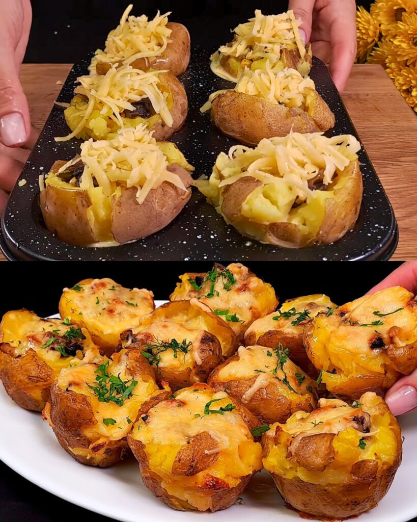 Baked Potatoes with Vegetables and Cheese finished dish