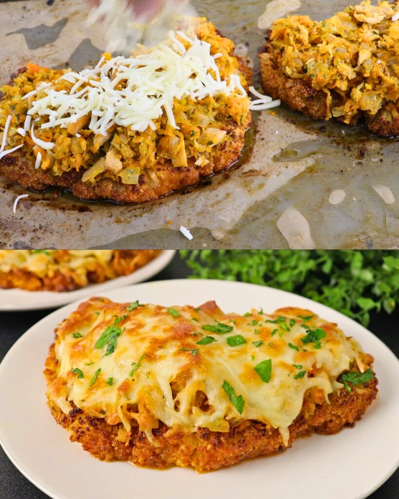 Cauliflower Steaks with Cheese and Tuna Filling