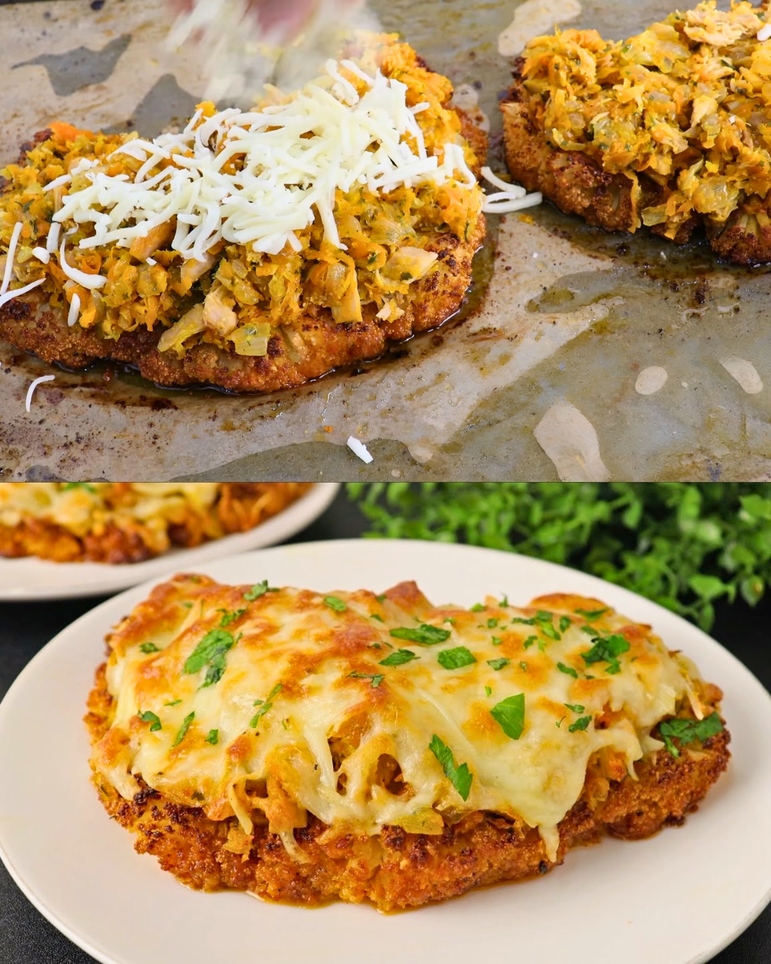 Cauliflower Steaks with Cheese and Tuna Filling