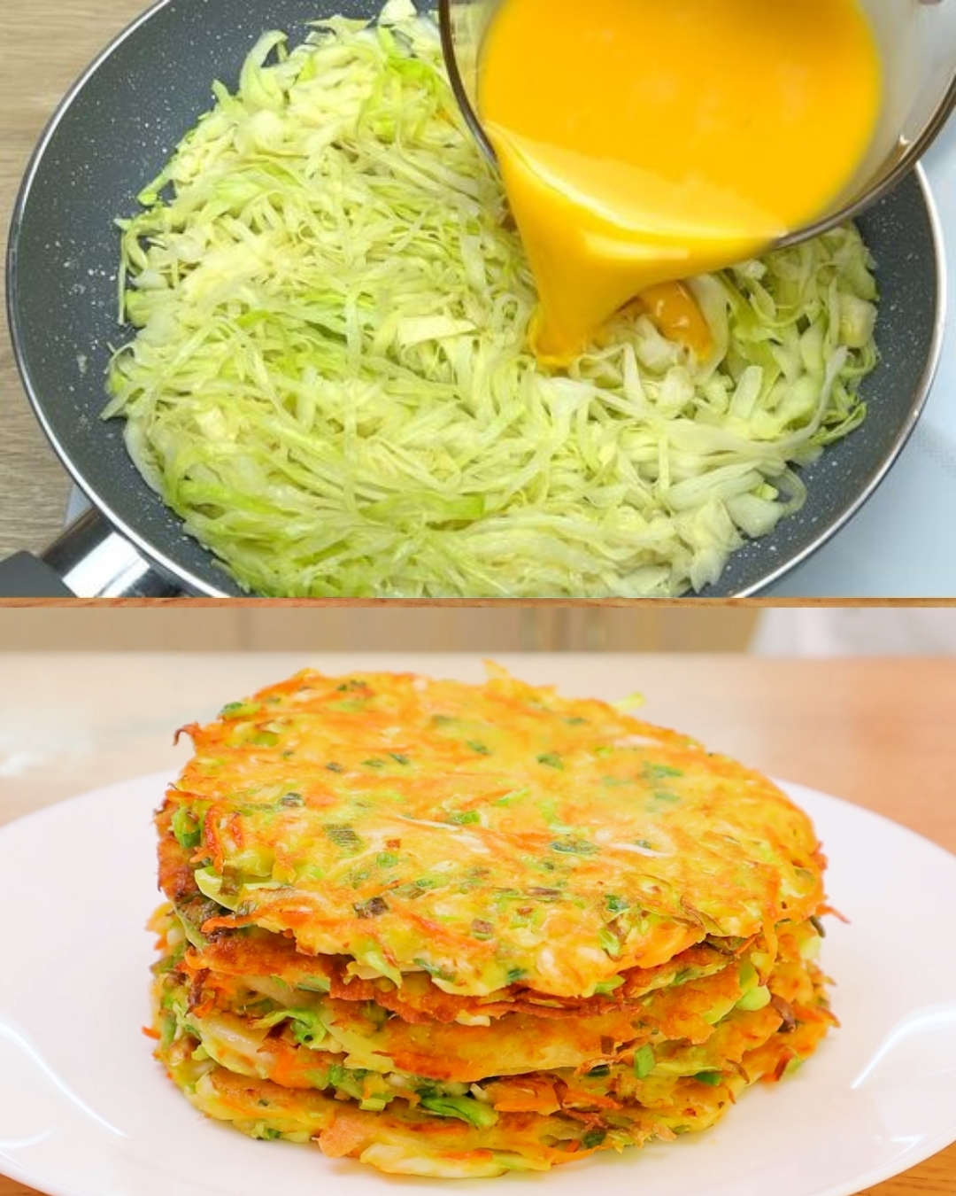 Cabbage and Carrot Pancakes with Greek Yogurt Sauce