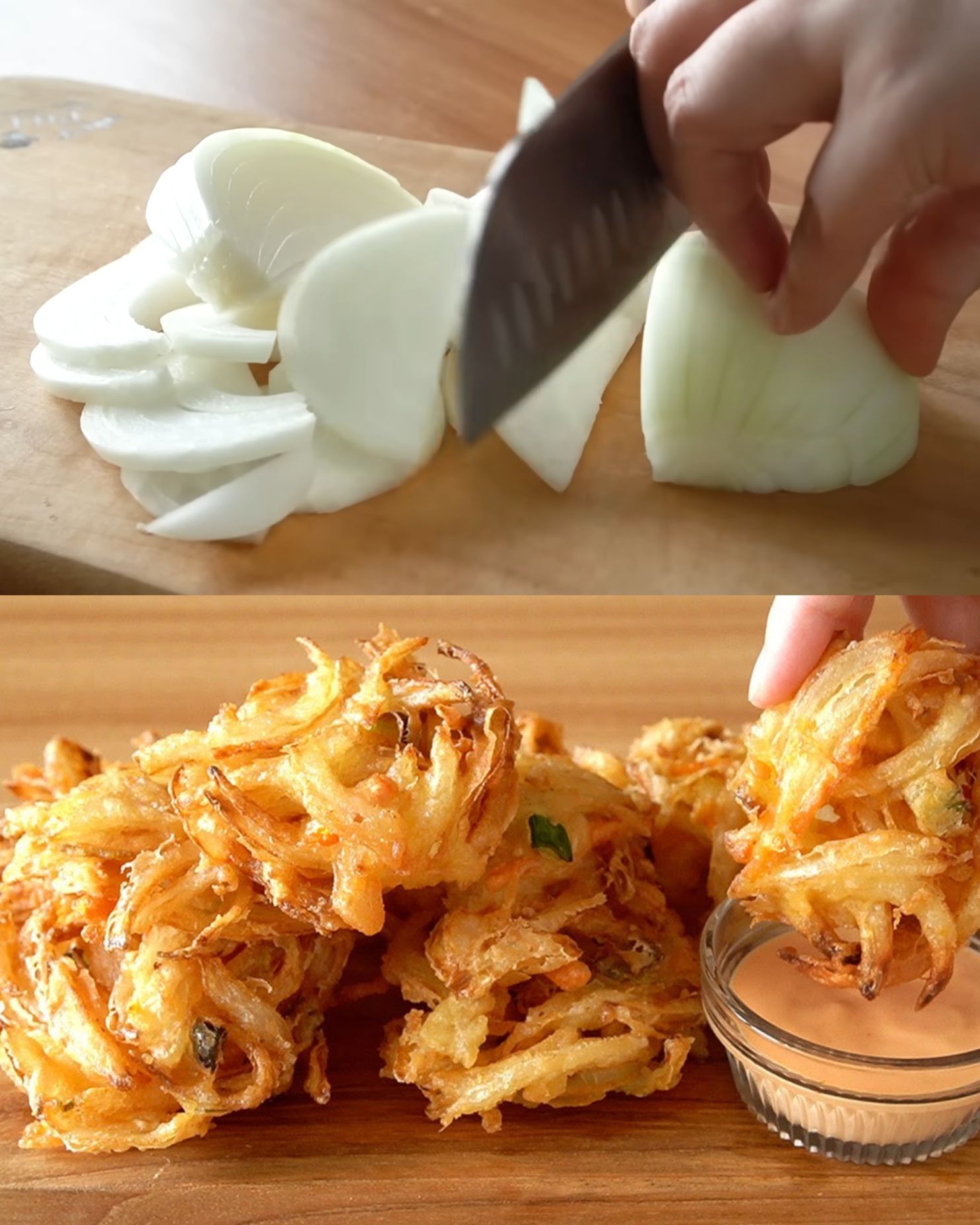 Crispy Onion Fritters with Sriracha Mayonnaise Sauce