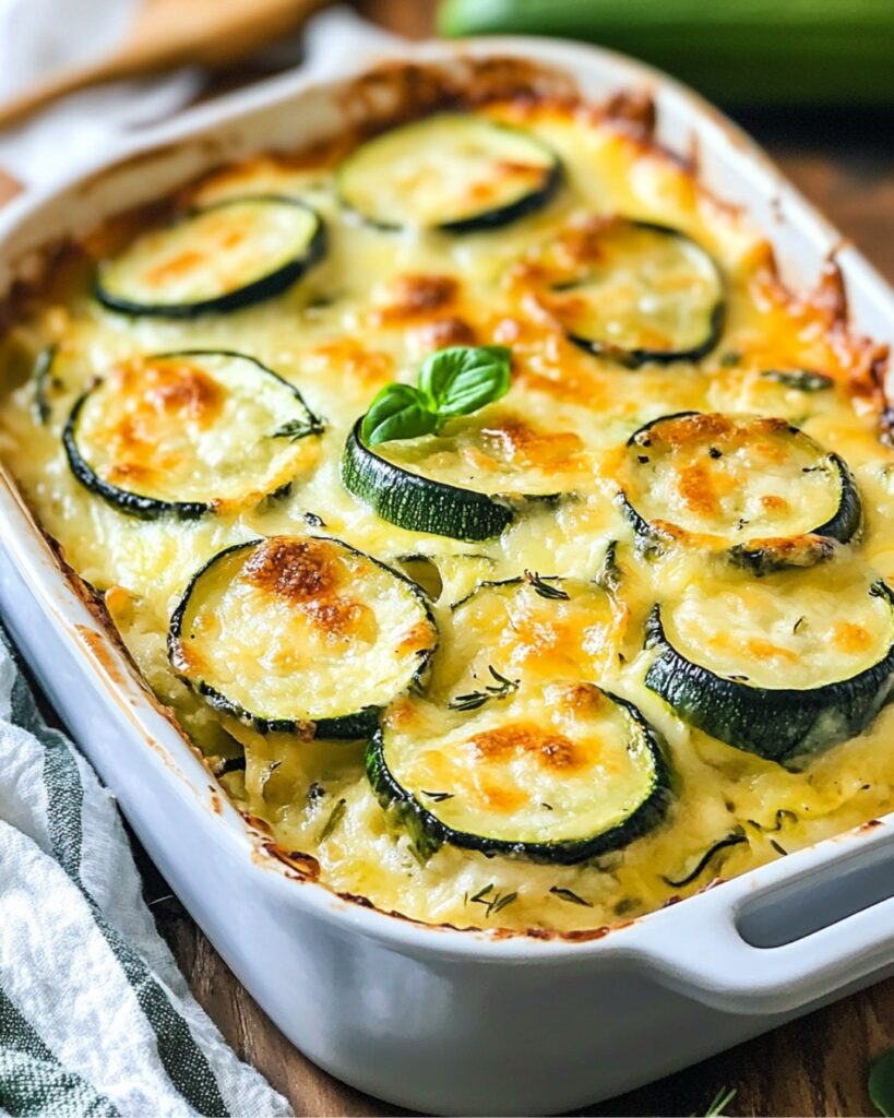 Creamy Zucchini Gratin with Cheddar and Parmesan