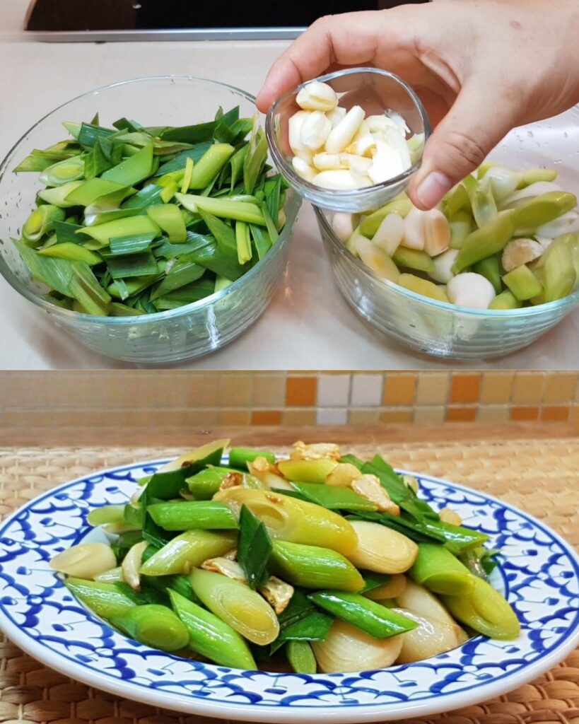 Stir Fry Leeks with Oyster Sauce finished dish