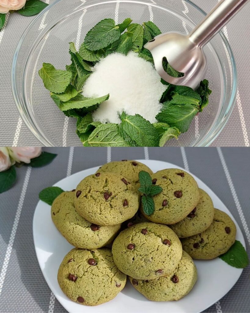 Mint Chocolate Chip Cookies finished dish