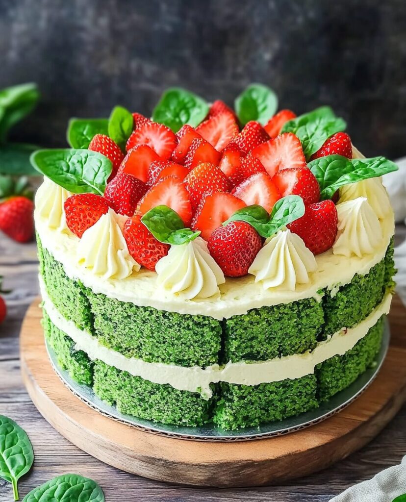 Wholesome Strawberry Spinach Cake