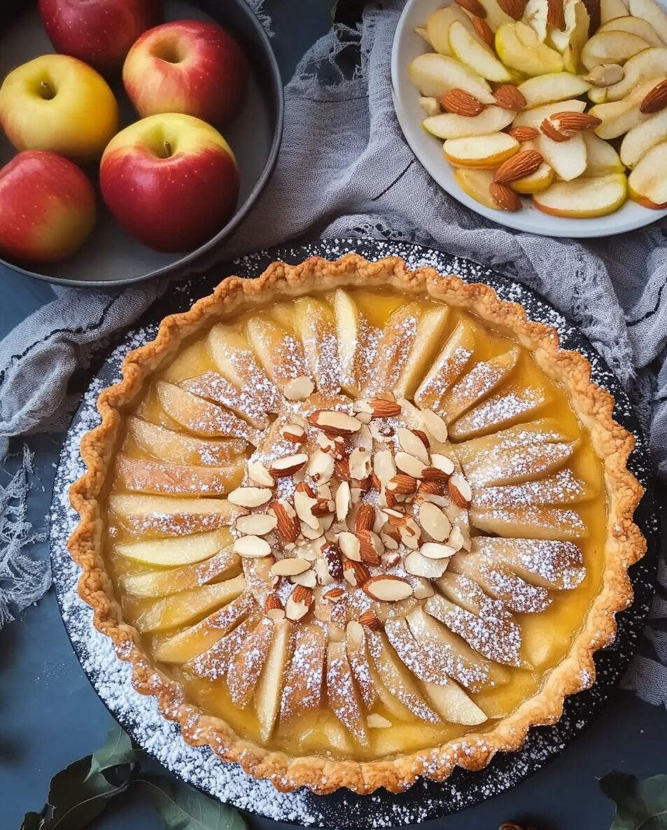 Classic German Apple Tart with Vanilla and Almond Flakes