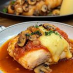 Stuffed Chicken Breast with Mushroom and Cheese Filling in Tomato Sauce