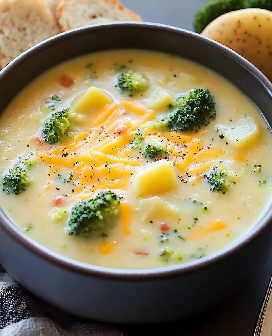 Creamy Cheddar Broccoli Potato Soup