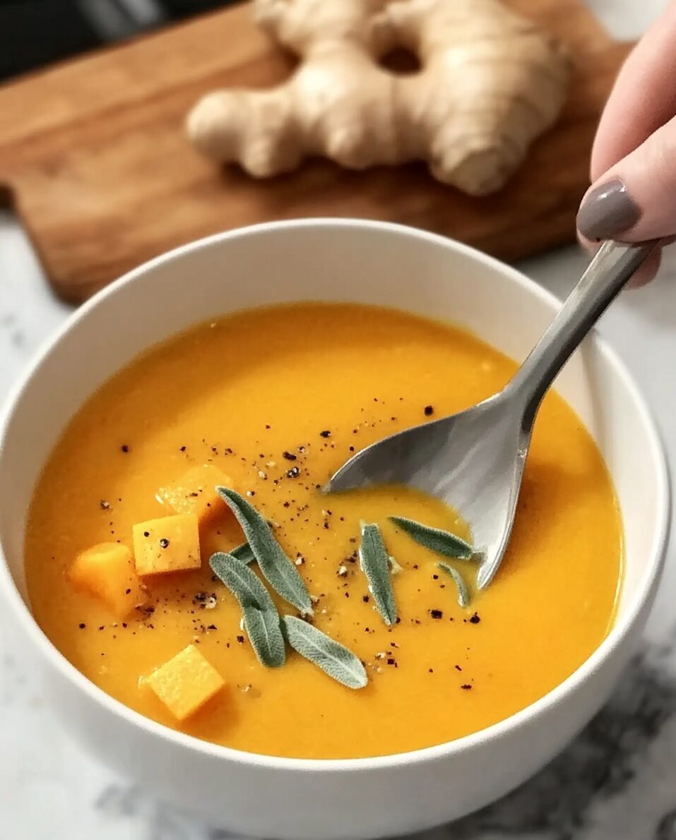 Butternut Squash Soup with Sage and Ginger