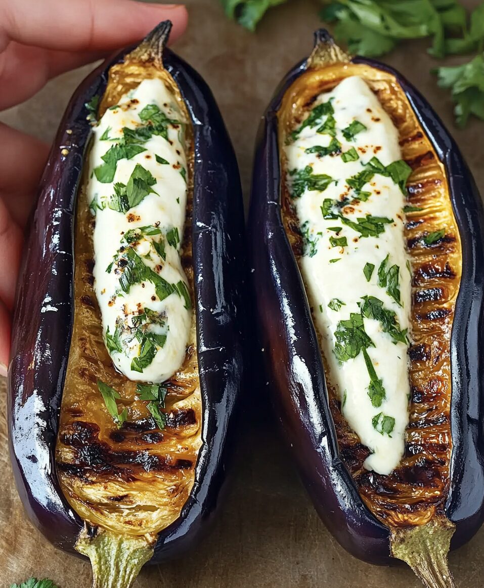 Roasted Eggplants with Garlic Yogurt Sauce