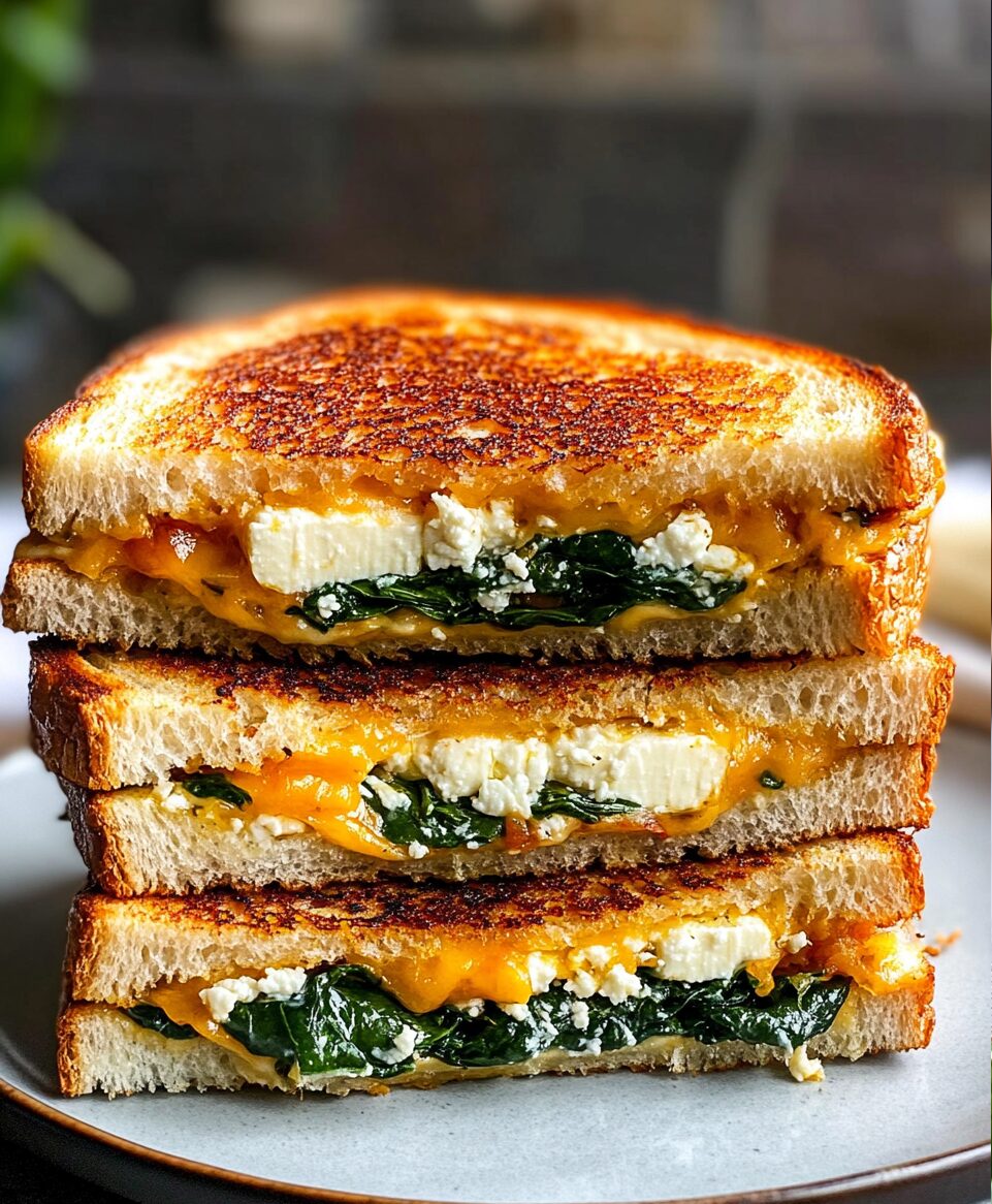 Feta Grilled Cheese Sandwich with Spinach