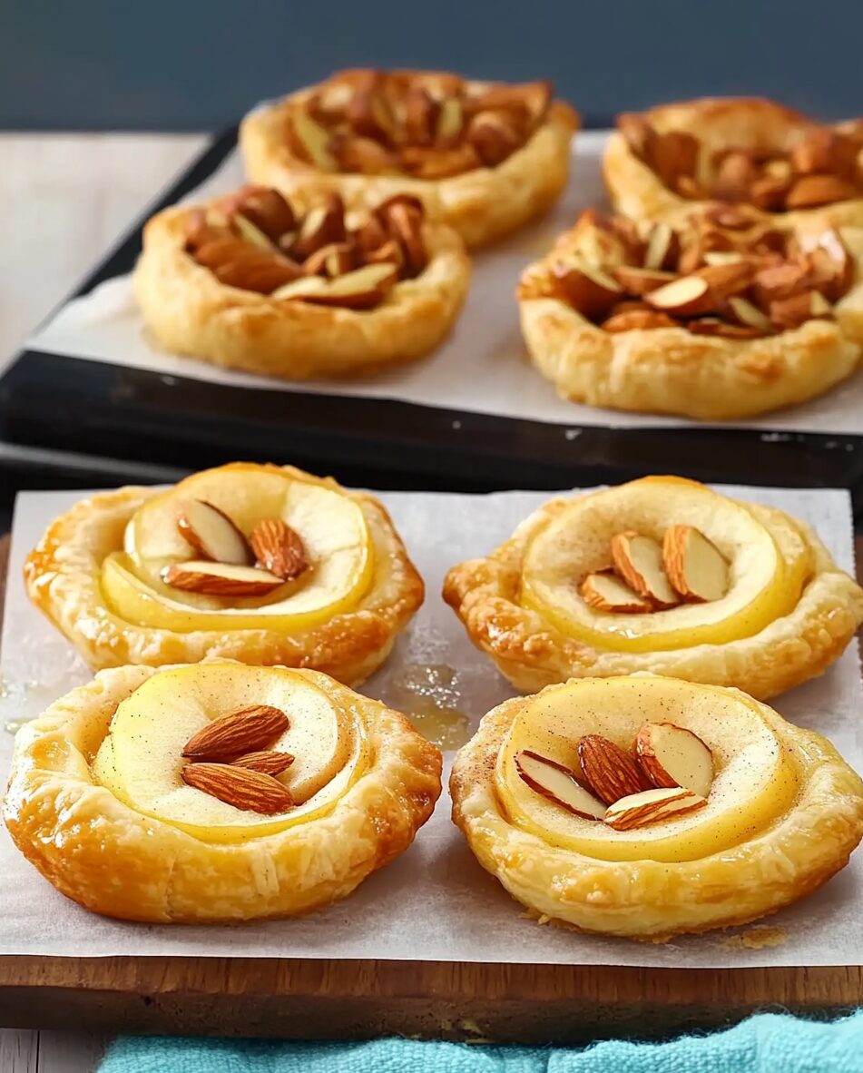 Flaky Apple Puff Pastry Tarts with Almond and Cinnamon