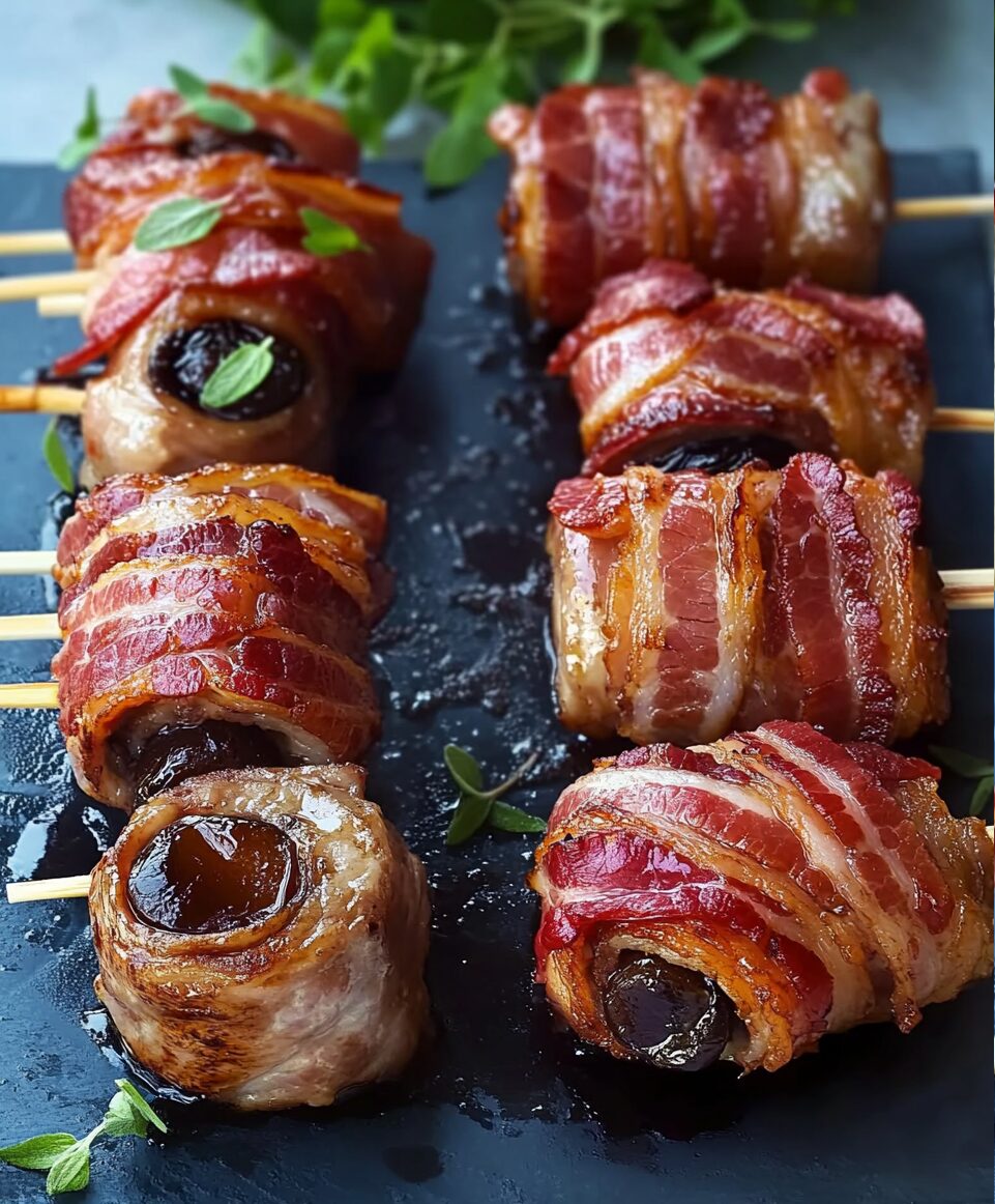 Pork Fillet Rolls with Bacon and Prunes