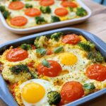 Baked Cauliflower and Broccoli Egg Casserole with Tomato Sauce