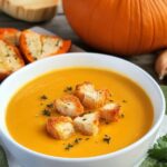 Creamy Pumpkin Soup with Garlic Herb Croutons Creamy Pumpkin Soup with Garlic Herb Croutons