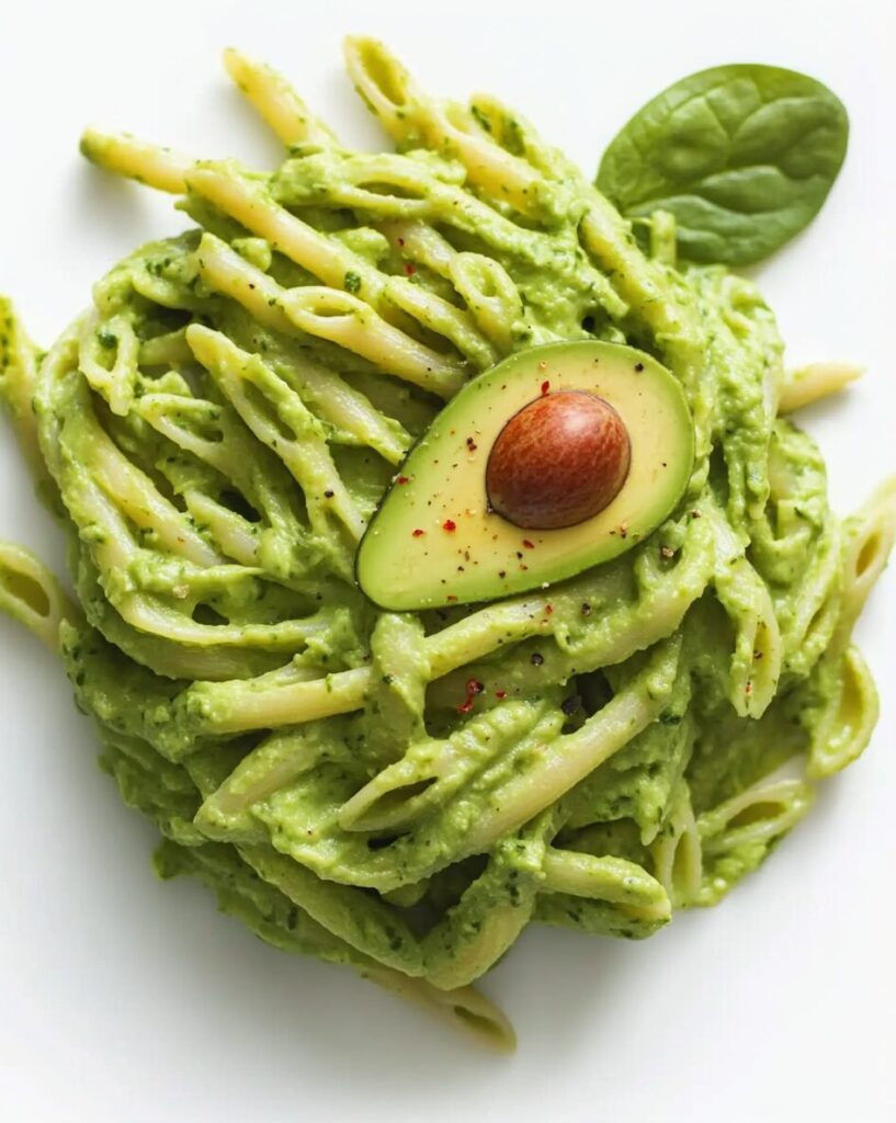 Creamy Avocado Spinach Pasta finished dish